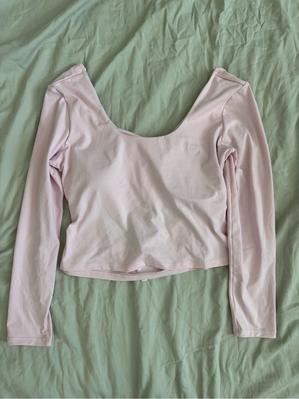 Fabletics Light Pink Long-Sleeve Scoop Crop Top